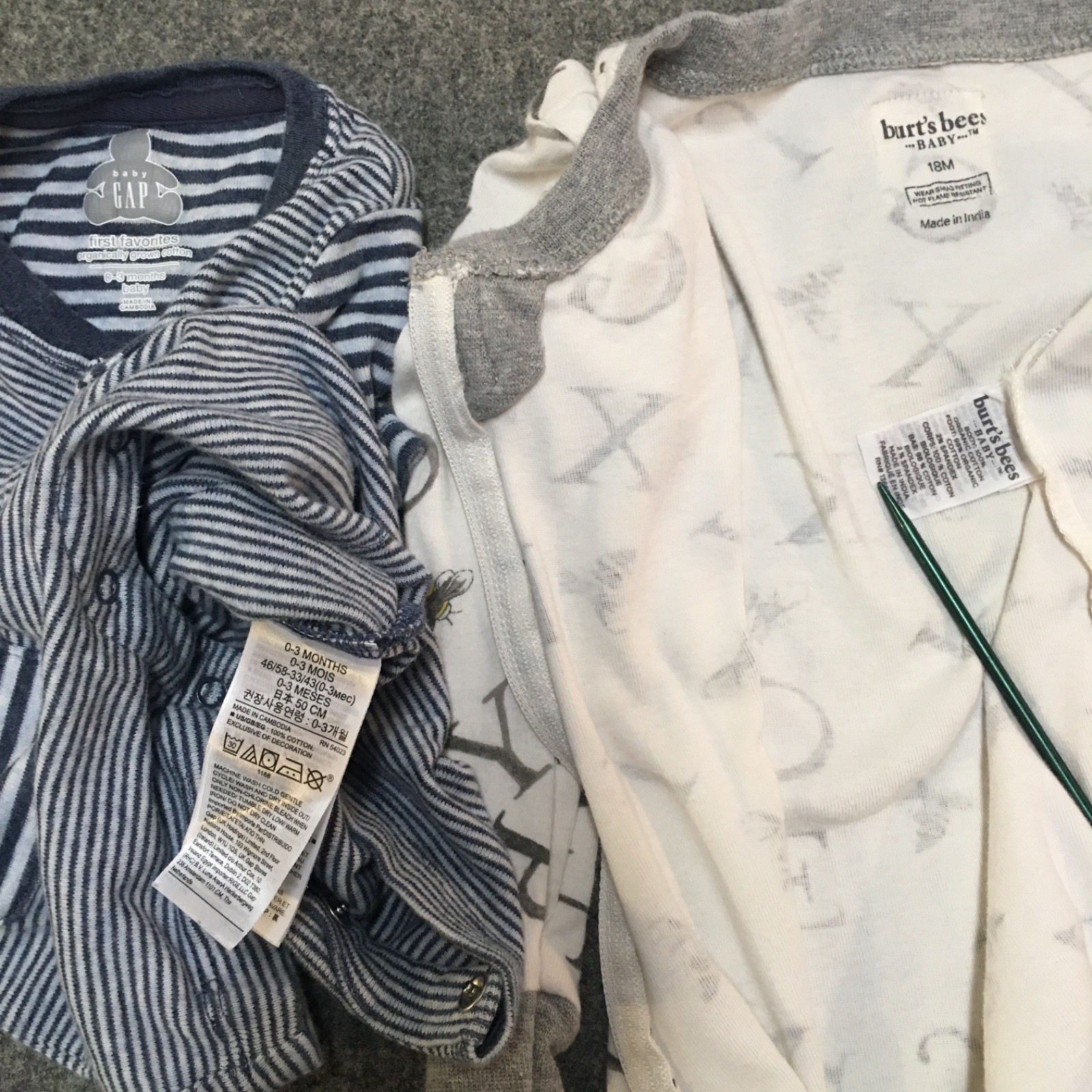 Organic Baby Boy 0-3M 6M 12-18M Clothing Lot 7x Pieces Bulk All Season Striped