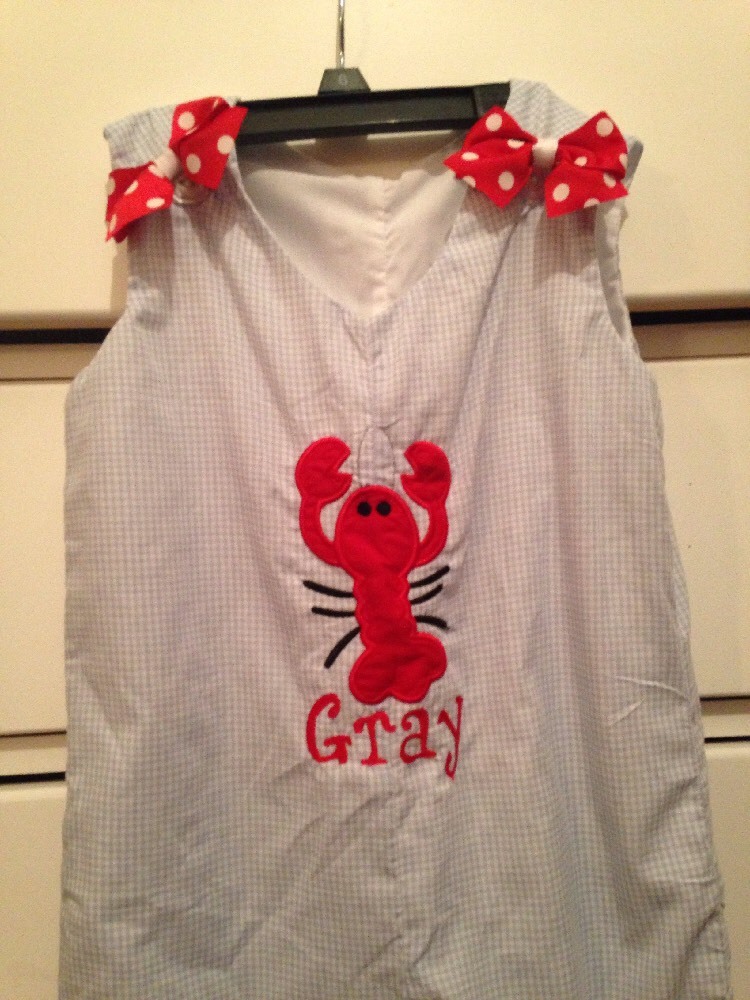 Born To Be Sassy Girls Size 3T 4T Monogram GRAY beach Lobster Ruffle Boutique