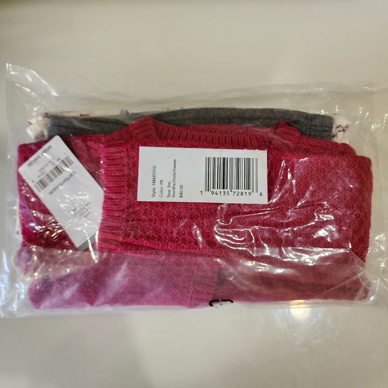 NWT Carter’s Baby Girl 3-Piece Set – Cardigan, Top & Leggings, 3m/6m/9m/12m/24m