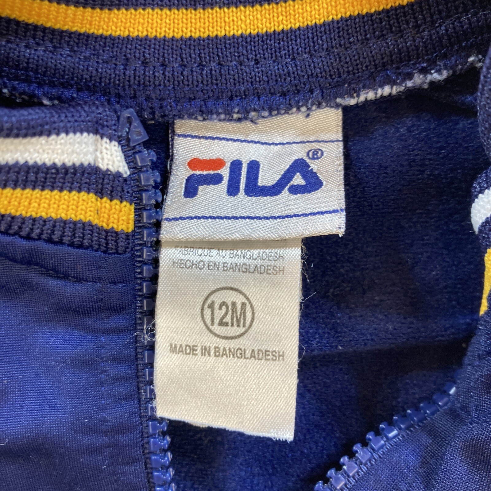 Fila Infant Boys Size 12 Month Navy Blue Accent Stipes Track Full Zip Jacket EUC
