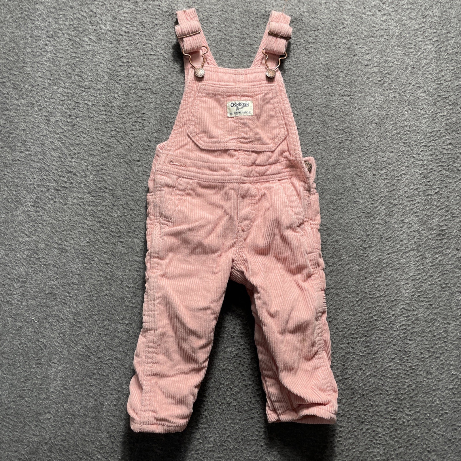 VTG OshKosh BGosh 9 Months Vestbak Pink Corduroy Overalls Lined Cotton
