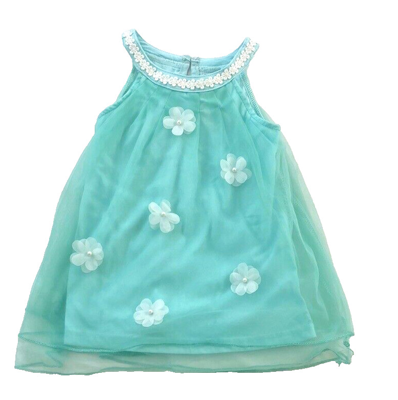 girl’s toddler tulle dress size 2T mint sleeveless lining lace floral cotton