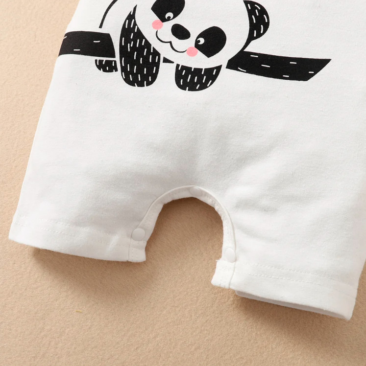 Newborn Baby Boy Romper Animal Panda Bear Short Sleeve Jumpsuit+Hat 2PCS Infant