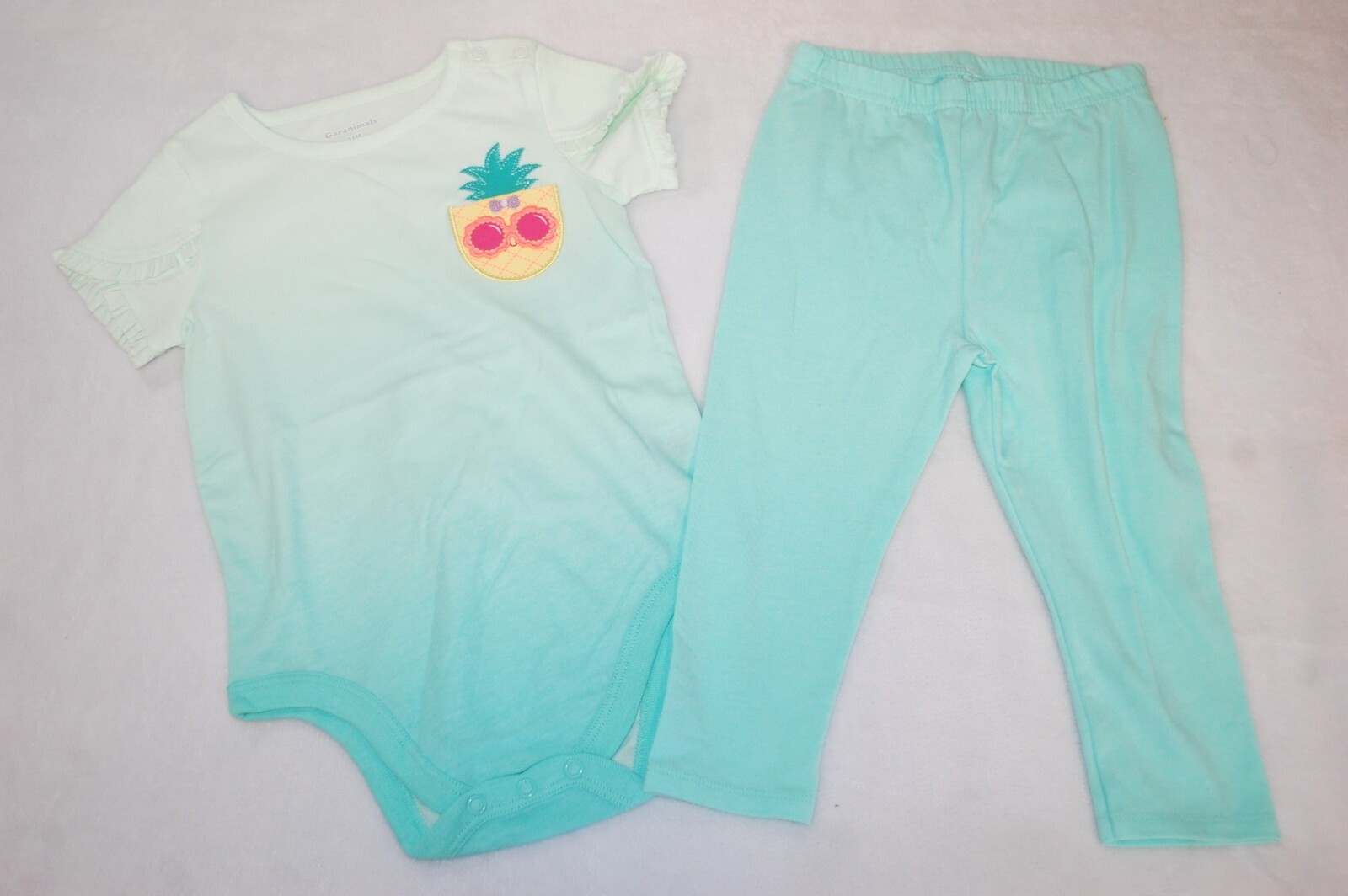 Baby Girls GREEN OMBRE S/S T-SHIRT Bodysuit PINEAPPLE POCKET Mint Leggings 24 MO