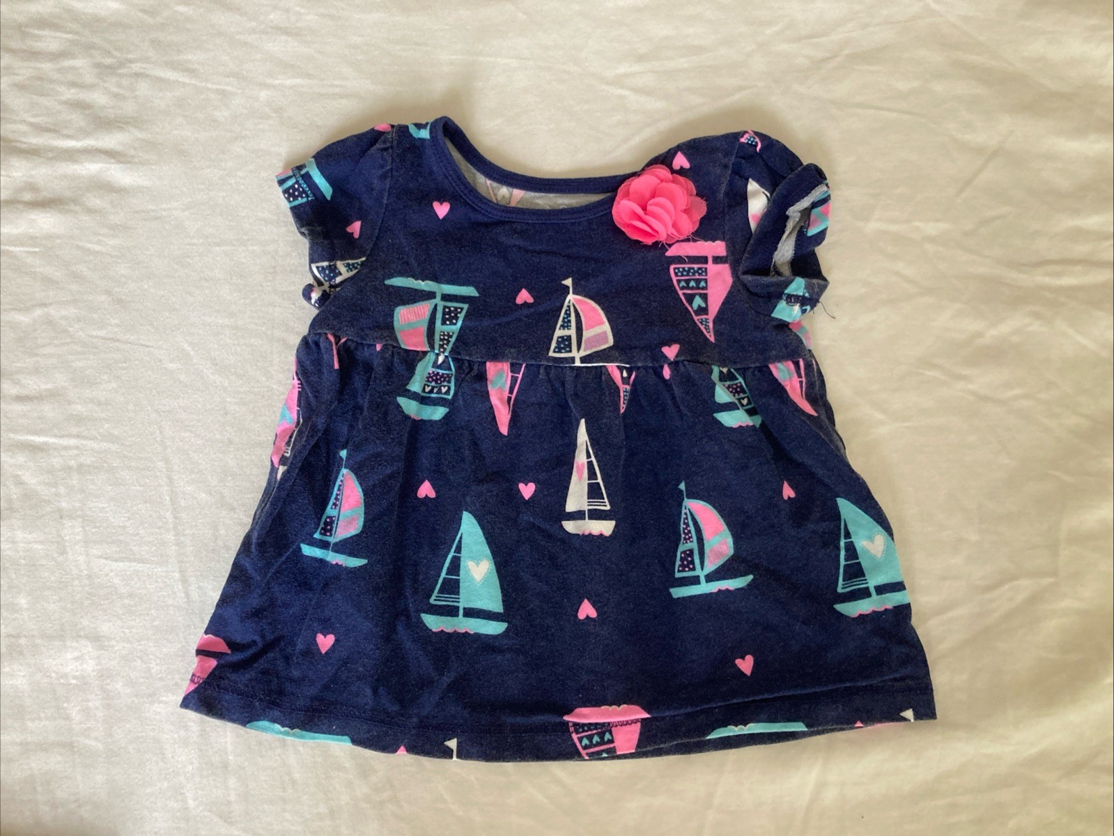 6 Months Jumping Beans baby girl clothes – one piece top | heart & boat theme