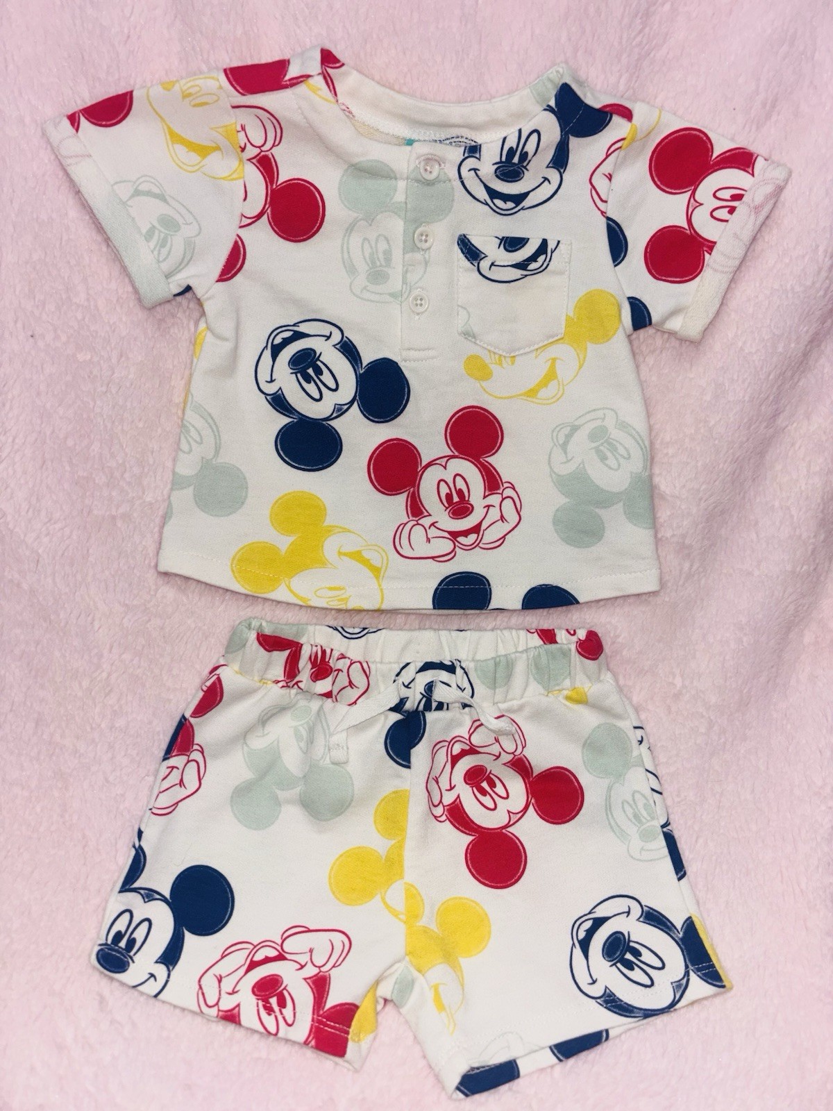 Disney Mickey Mouse Baby Outfit Set, Shorts & T-Shirt Multicolor 6-12M