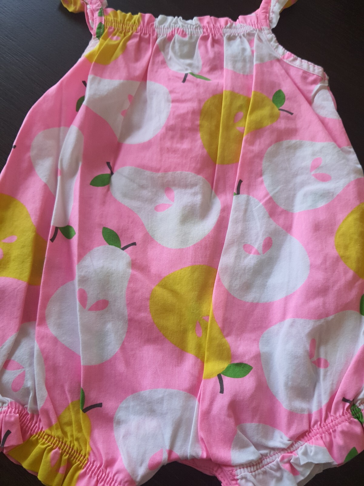 Baby Girl Carter’s 3 Month Pink White & Yellow Pear Romper Outfit hot weather