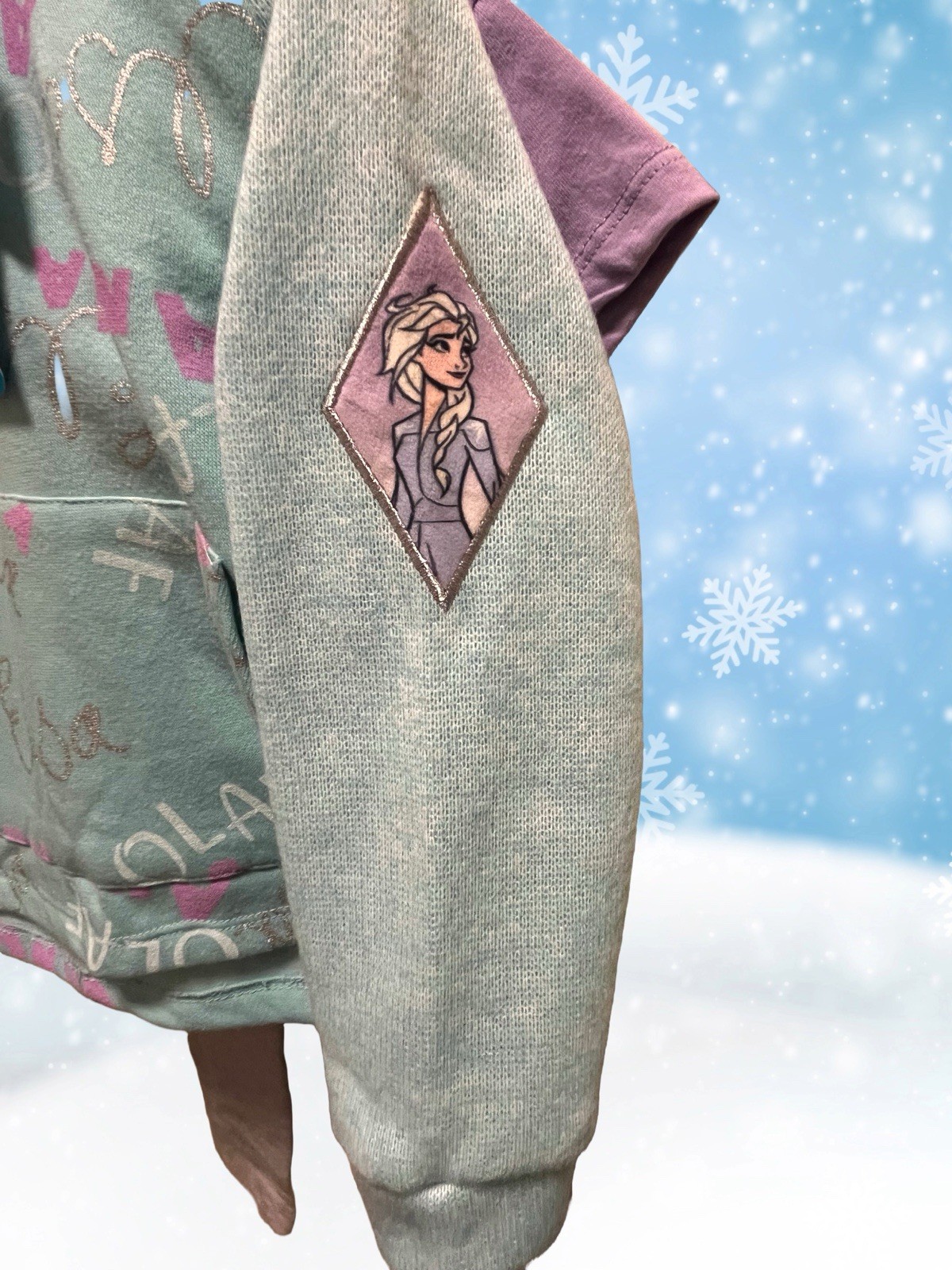 Disney Frozen Toddler Girls 3pc Hoodie T-Shirt Sweat Pants Teal/Purple Size