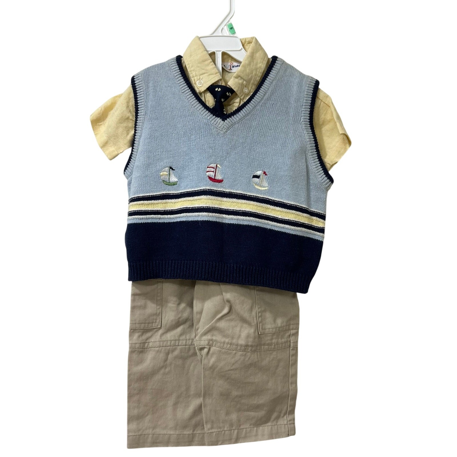 B.T. Kids VTG Boys Sz 2T Outfit Shirt, Tie, Sweater Vest, Belt & Pants Nautical