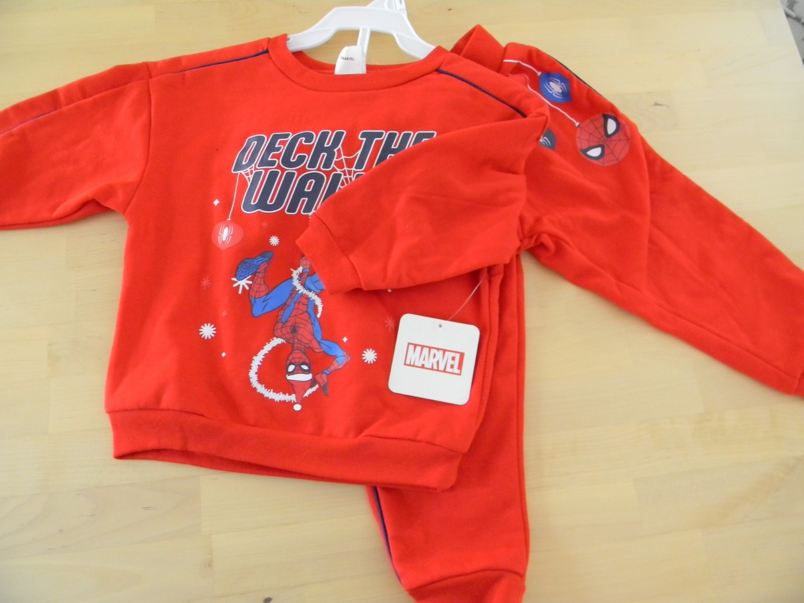 Marvel Spider Man Boys Size 2T Christmas Sweatshirt and Pants Set Holiday NWT