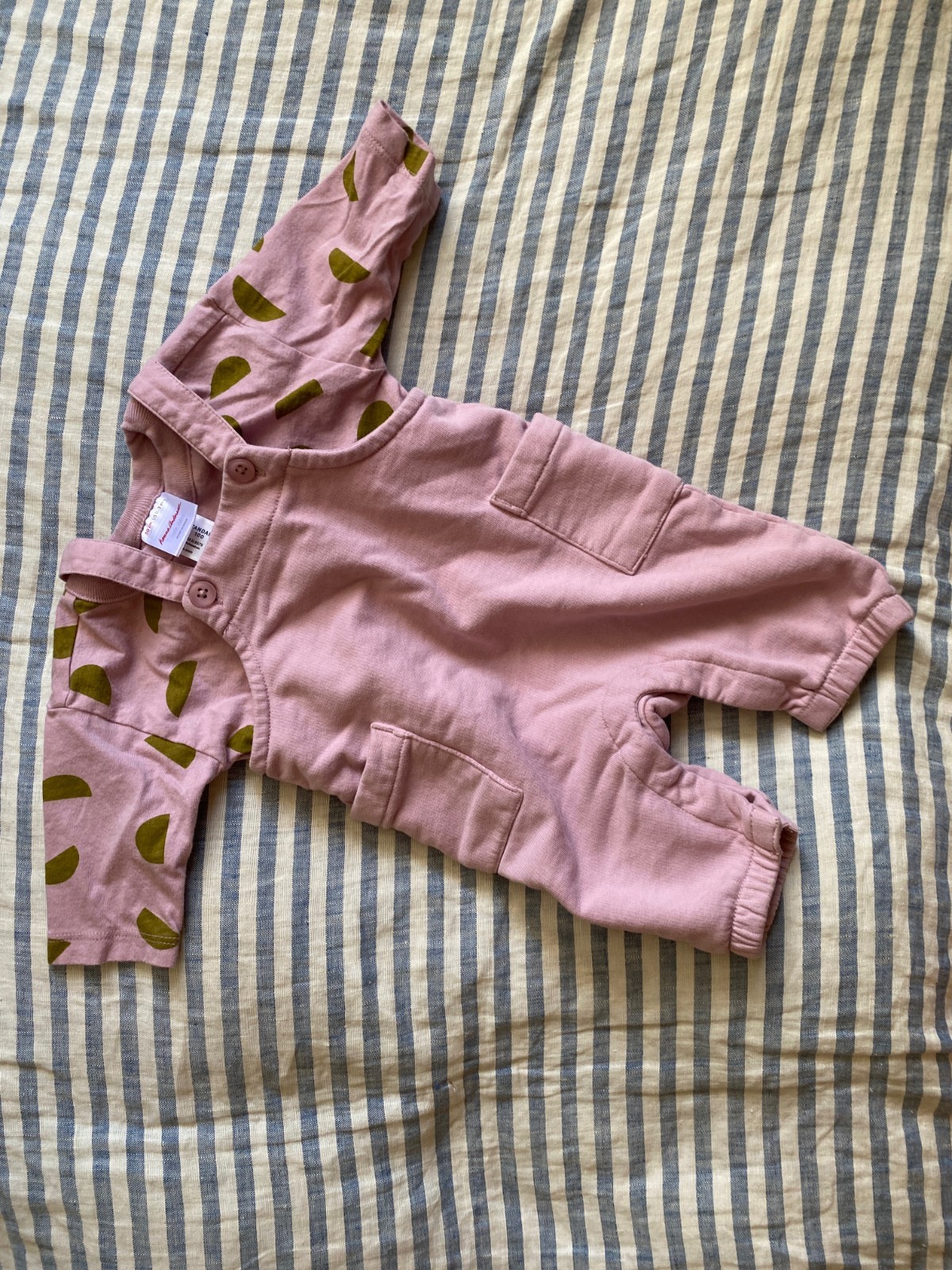 Hanna Anderson 0-3m Baby long sleeve t shirt and french terry overalls