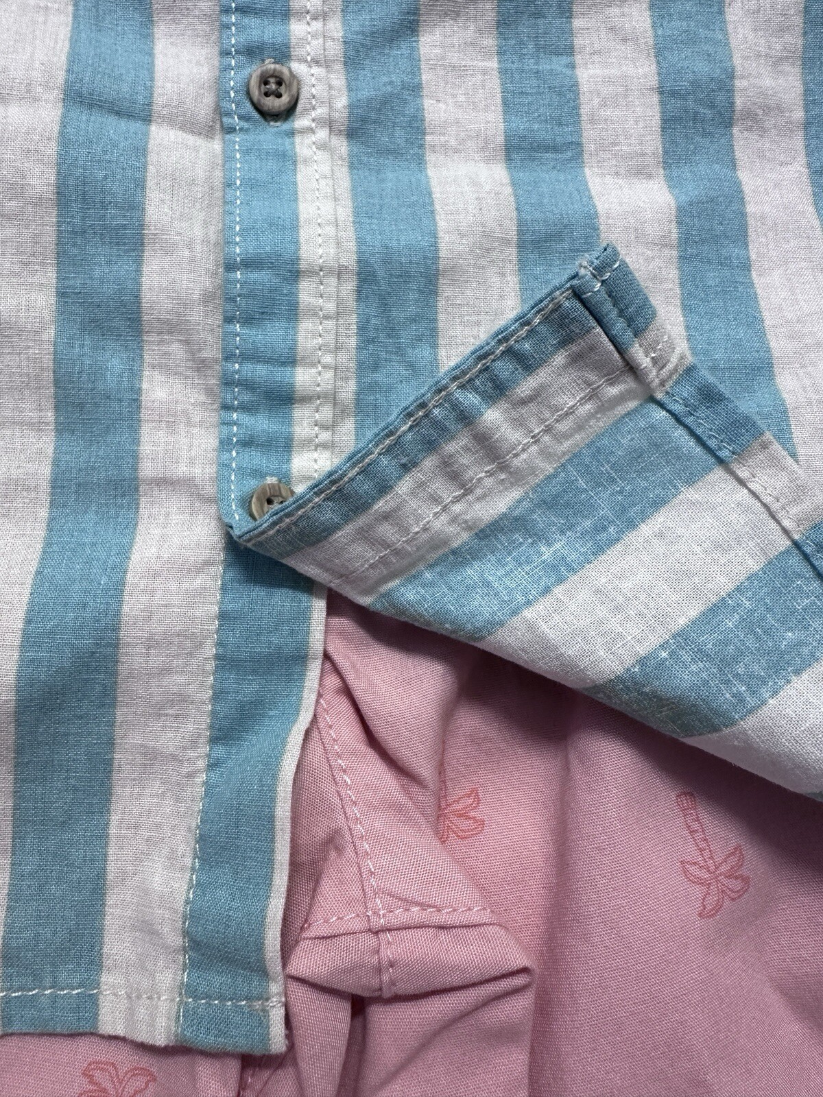 Carter’s Toddler Boys 5T 2-Piece Plaid Collared Shirt, Garter Shorts Peach Color