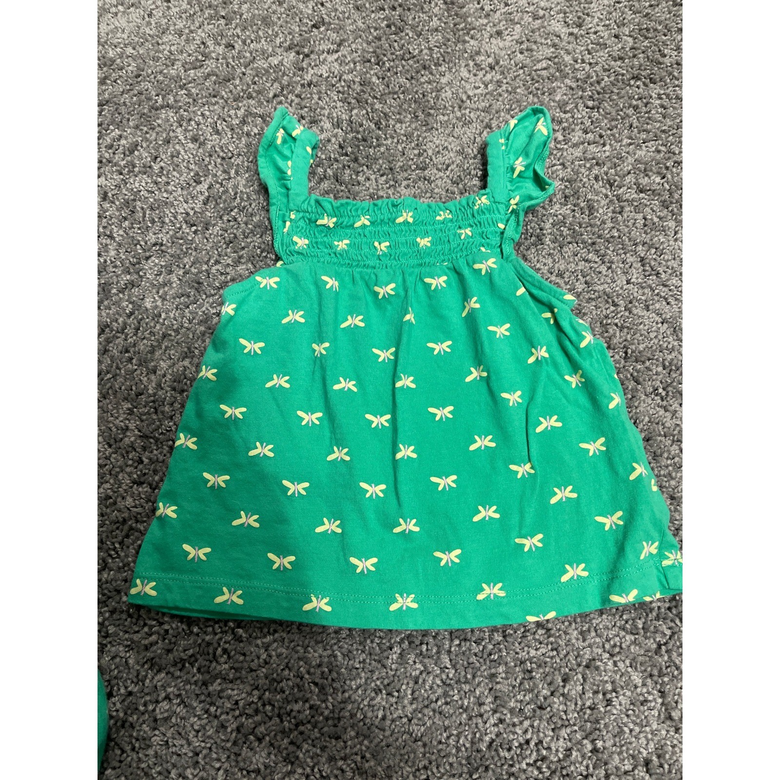 Carter’s Baby Girl 24M Green Dragonfly Smocked Top and Diaper Cover Set 2pc