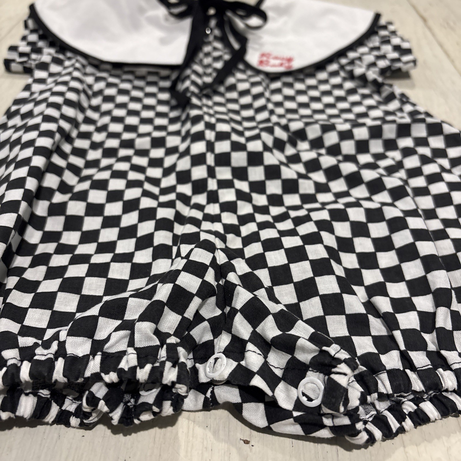 Racing Baby Romper 12 Months~Racy Baby Checkered Champ Sportswear Black & White