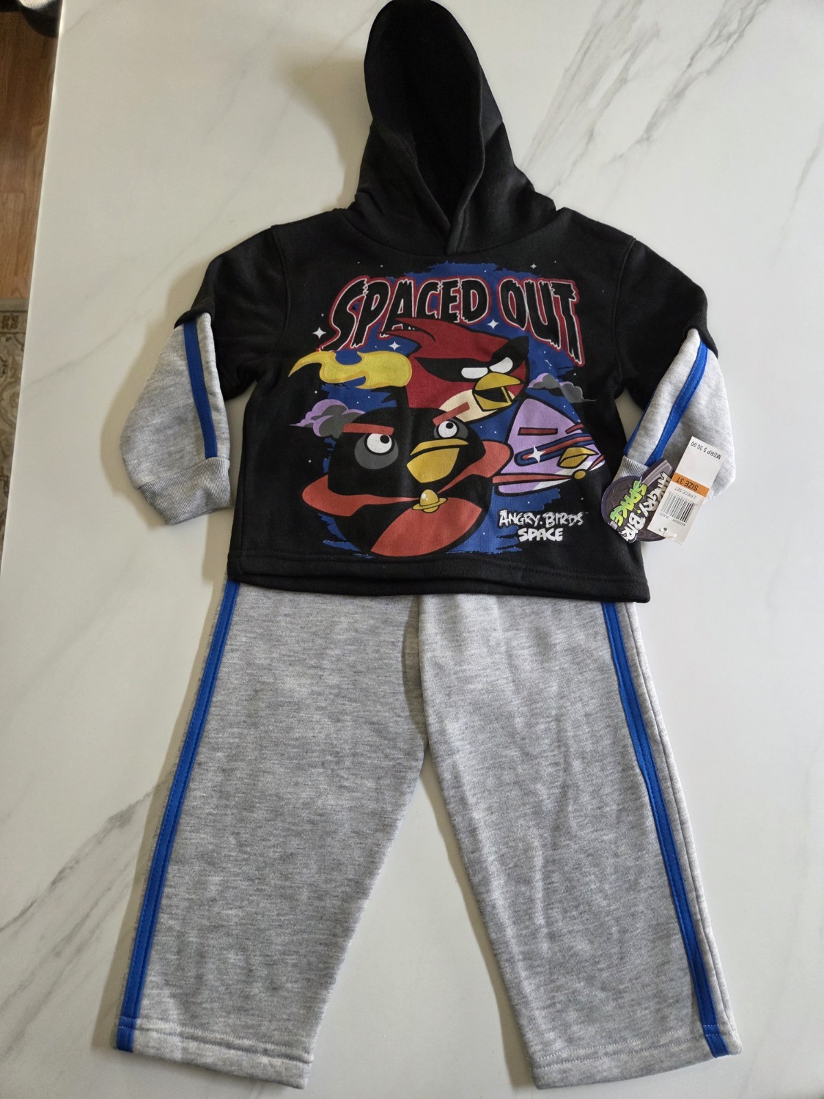 Angry Birds Space Toddler Boys 2T Outfit Hoodie Pants Set New w/ Tags