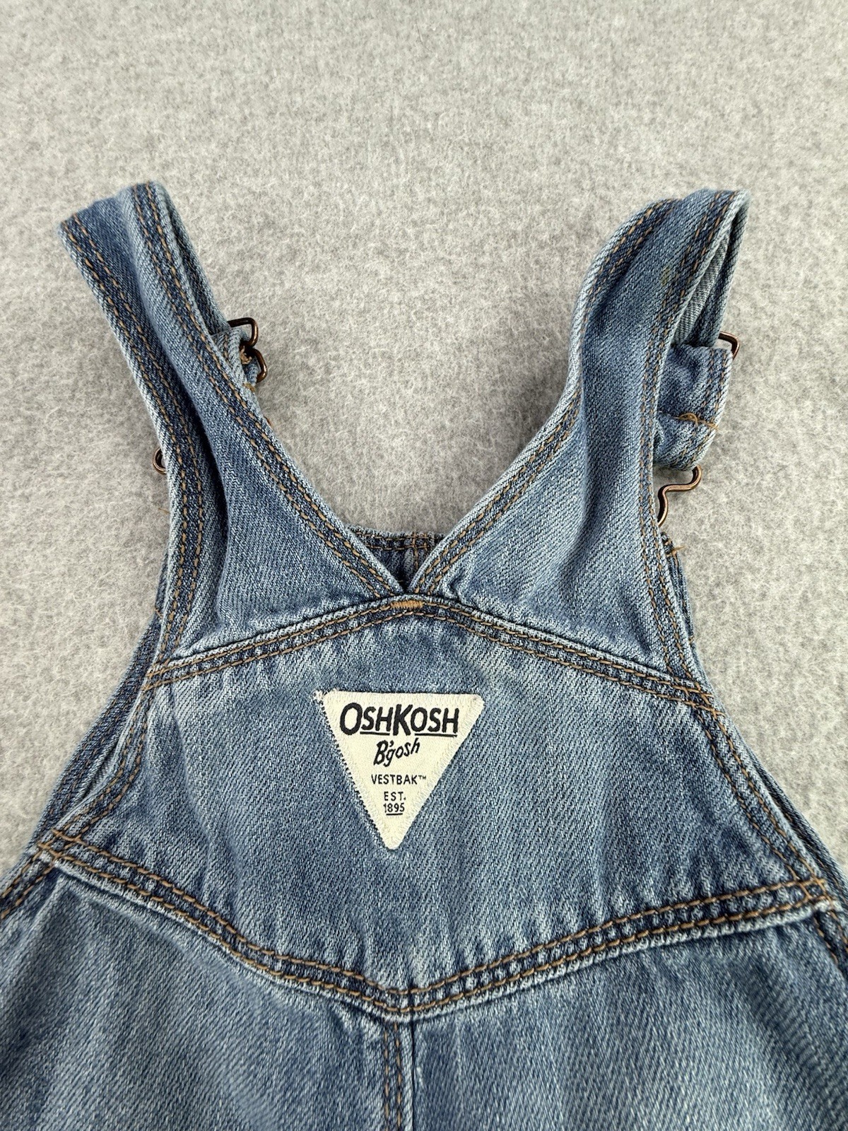 Oshkosh B’Gosh Girls 3T Cotton Vestbak Overalls Patchwork Butterfly Heart EUC