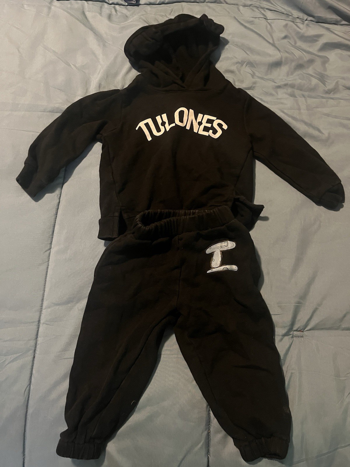 Tulones Black 2pc Cotton Hoodie & Pants Set 12M Graphic Logo Print