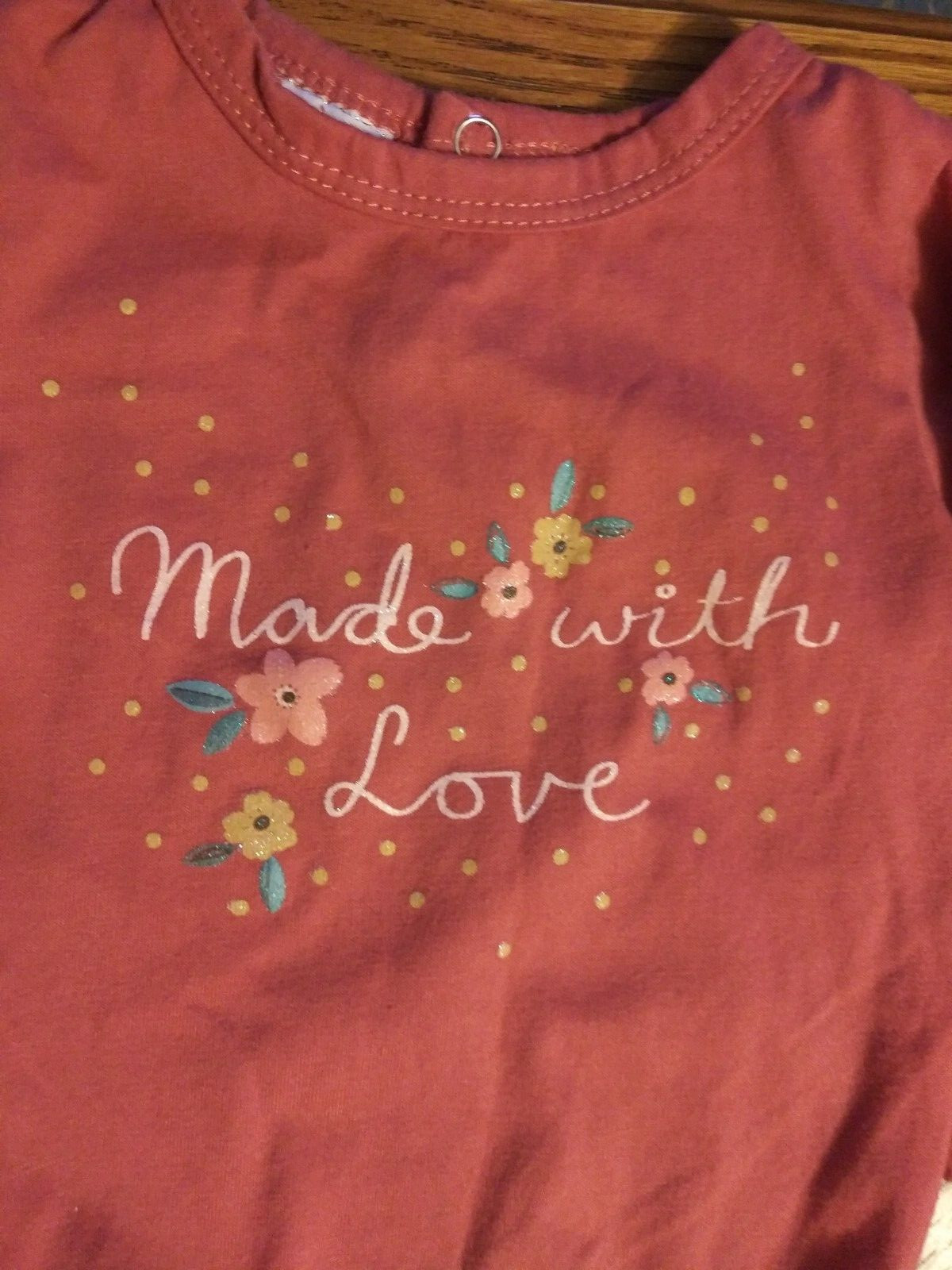 Little Chickadees 6/9M 2pc Made with Love Onepiece & Pants Ruffles 4
