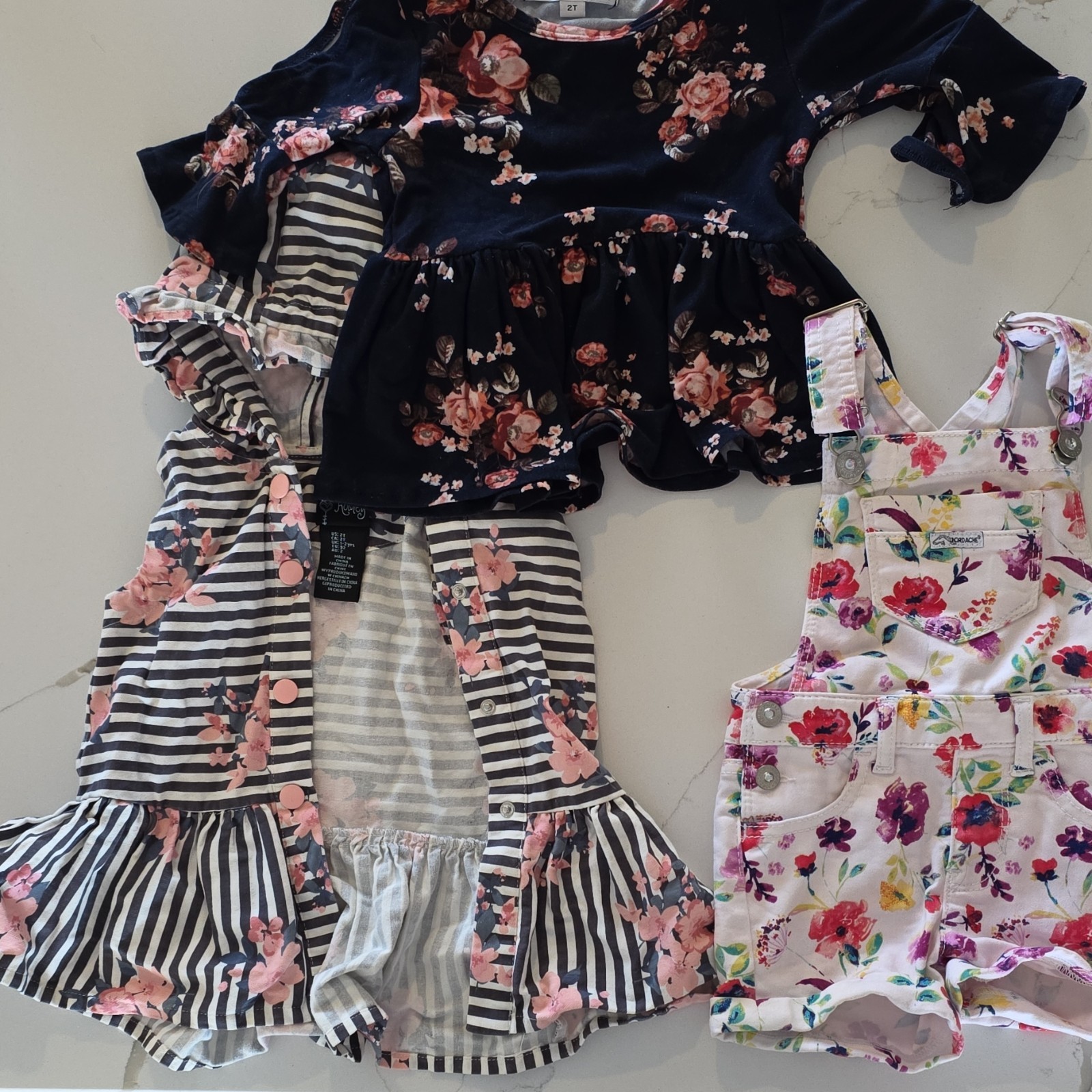 Cynthia Rowley Bailey’s Blossoms Jordache Girls 2T Floral Dress Set Overall Top