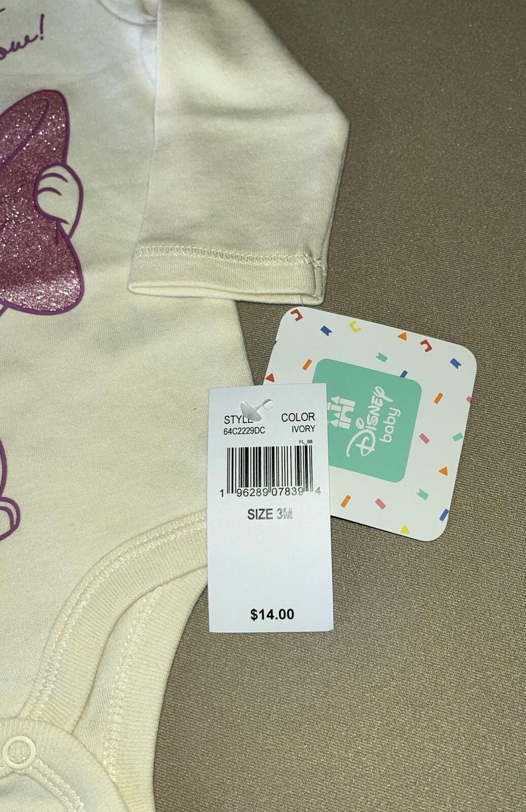 Disney Baby Girls Aristocats “Marie” 3 Months One-Piece Bodysuit, New With Tags