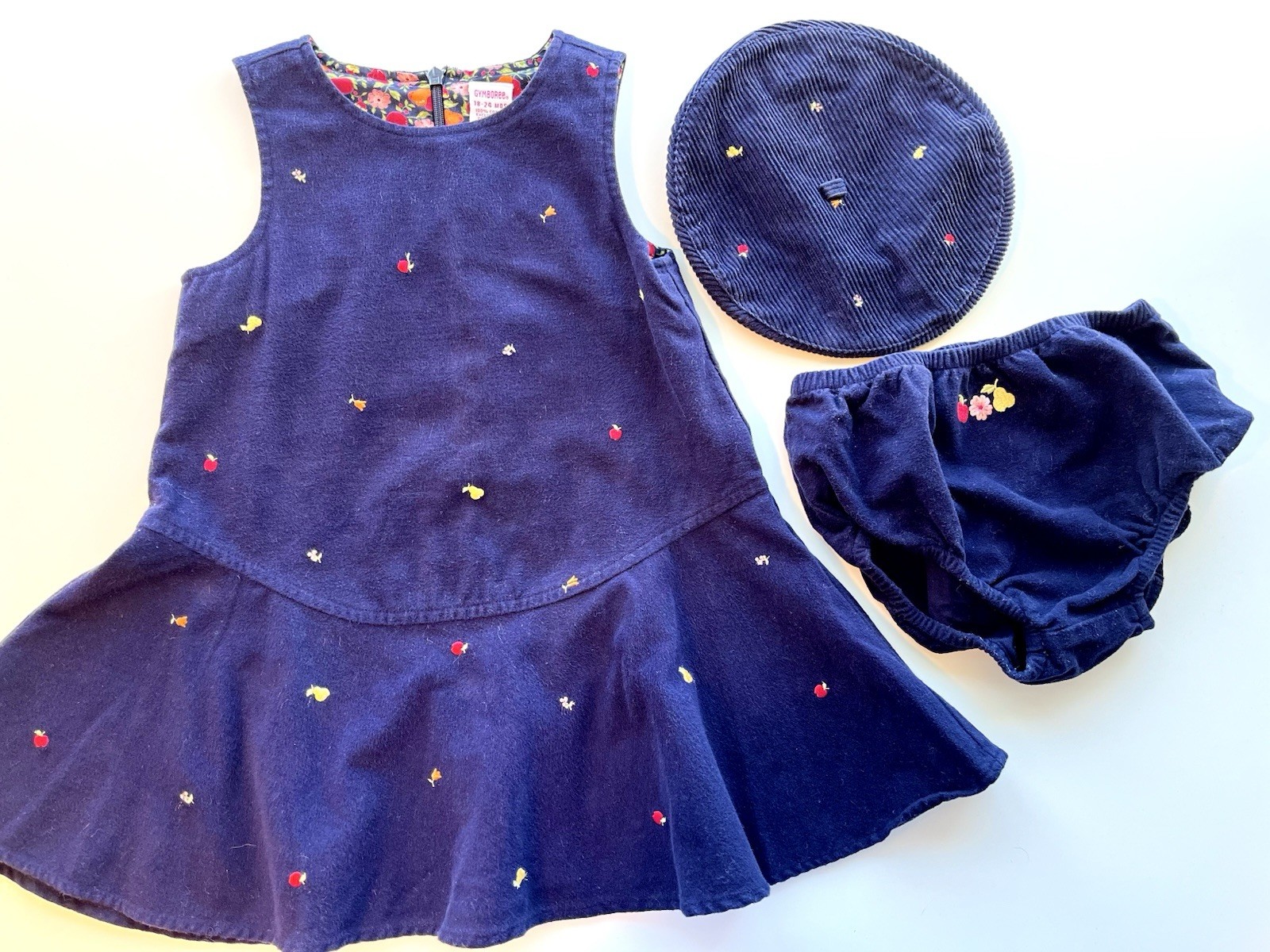 Vintage Gymboree 2003 APPLE FOR THE TEACHER Jumper Dress & Hat 18-24