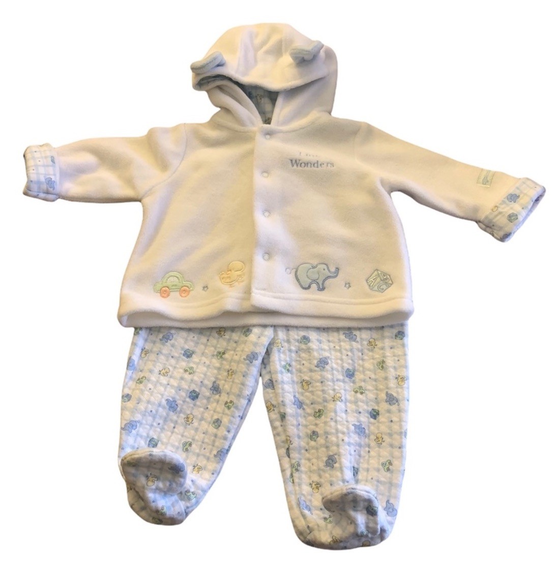 Little Wonders Baby Outfit Footed Pants And Hooded Jacket Size 3-6 Months
