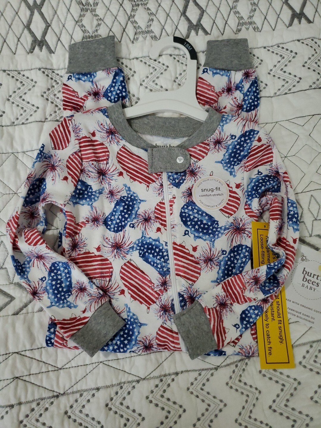 Burt’s Bees Kids One Piece Flag SIZE 18 MONTHS NWT
