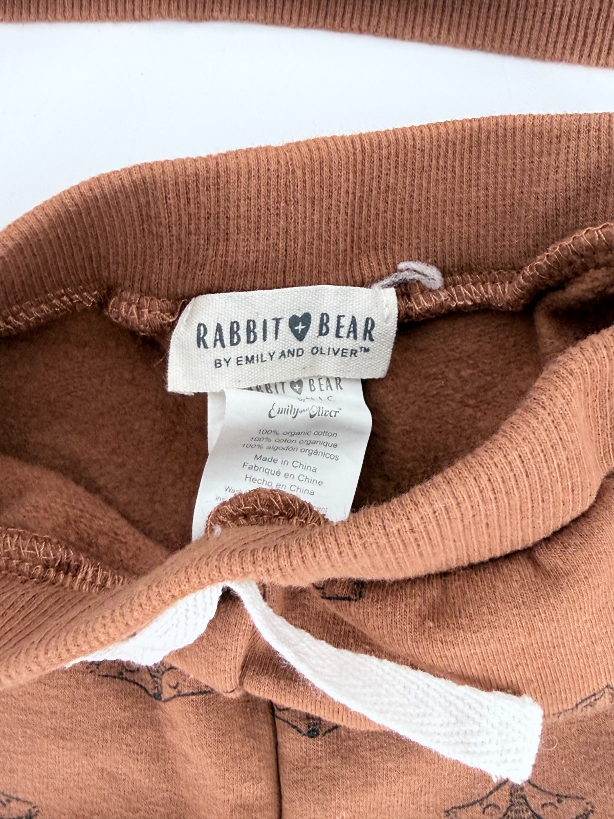 Rabbit Bear Baby Outfit Set Organic Cotton Brown Fox Print 18M