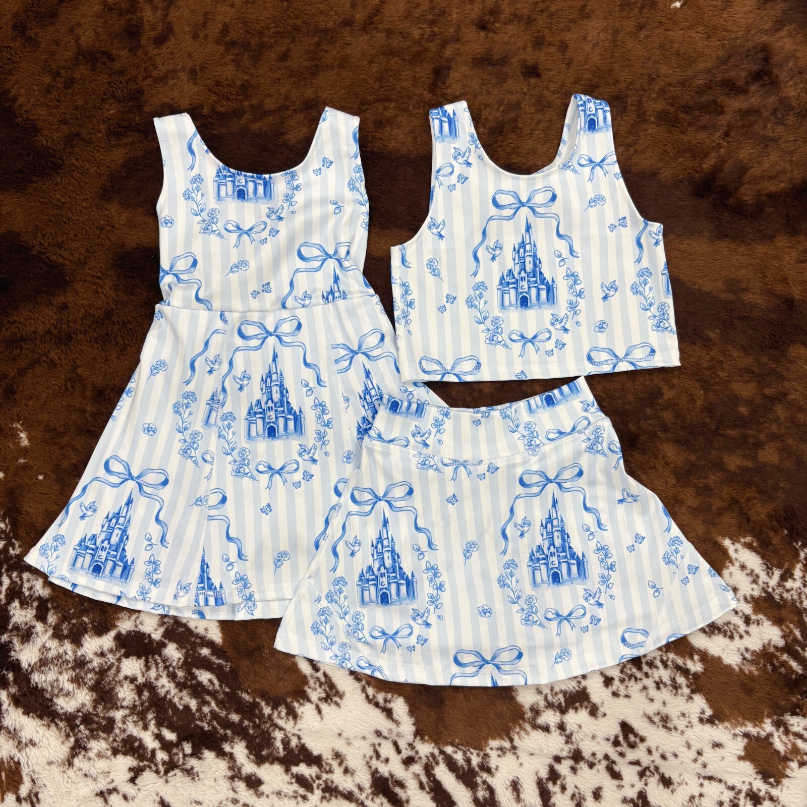 Kids Girls Athletic Wear Sibling Pink Castle Running Yoga Tank Set With Under