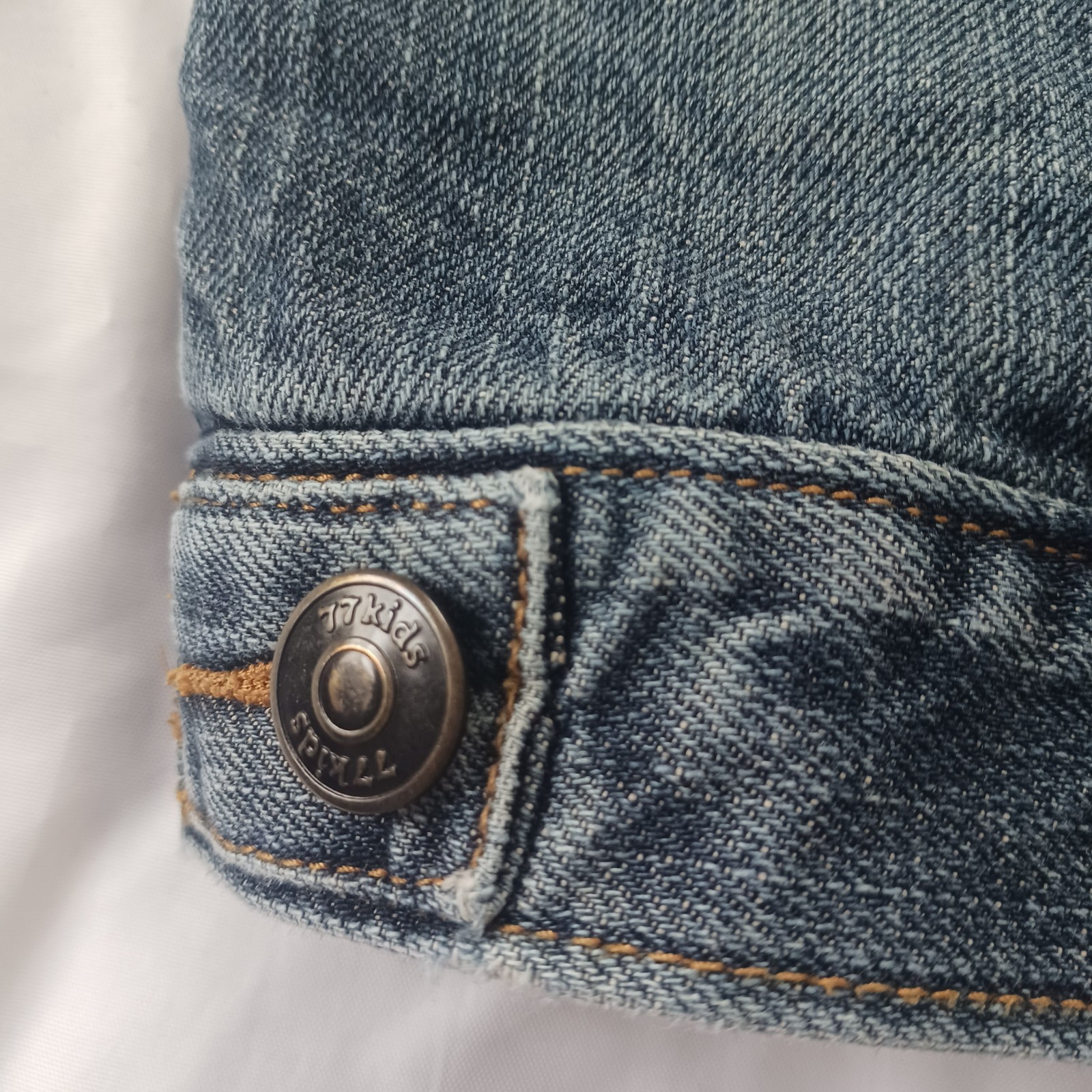 77 Kids By American Eagle Distressted Trucker Jean Jacket, Flannel Lined, Size 3