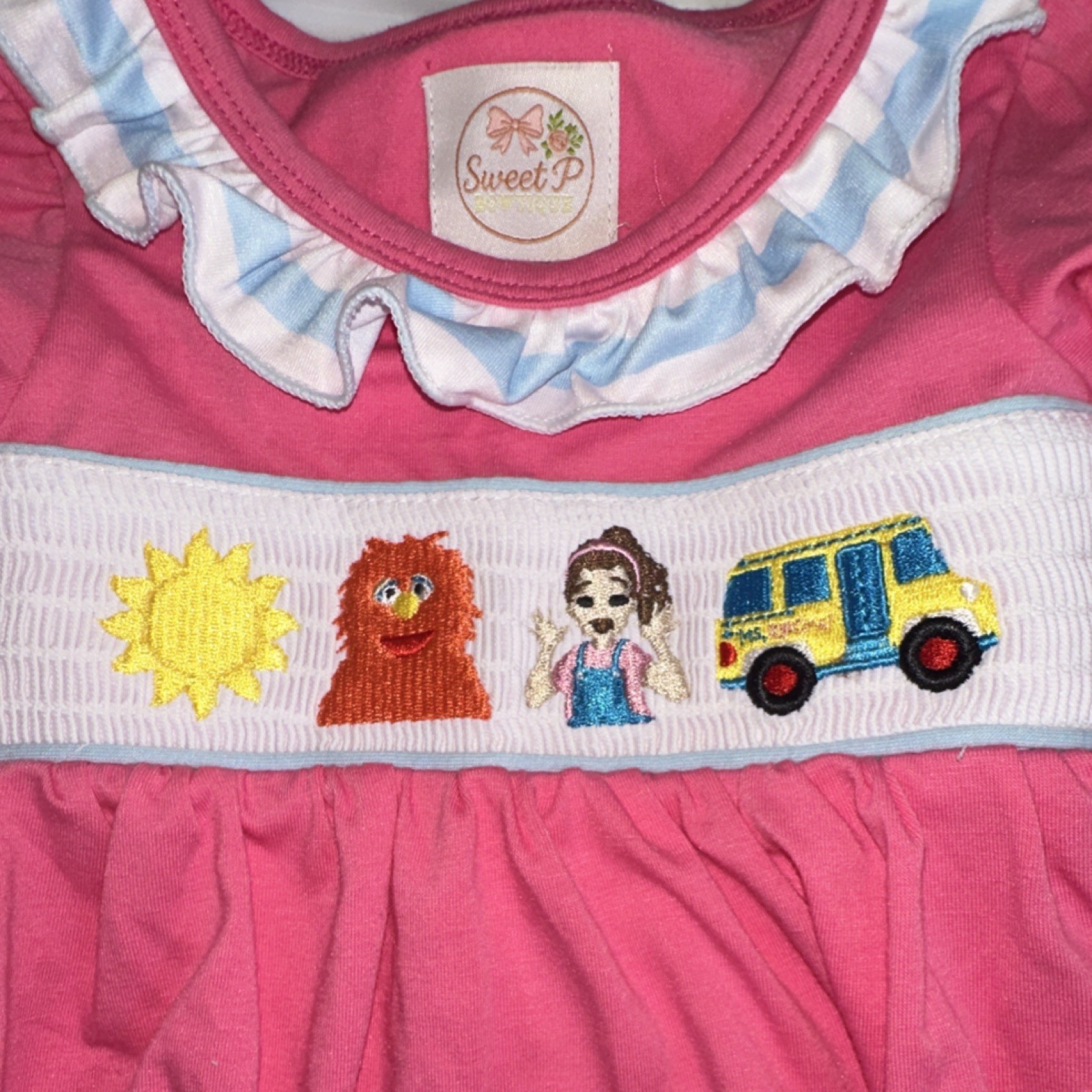 Sweet P 2- Piece Pink & Blue Pants Set, Striped, Ms.Rachel School Theme, 6-12M