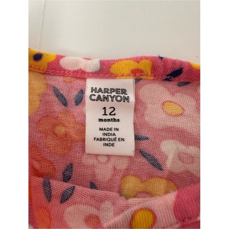 Baby Girls Floral & Stripe 4-Piece Matching Set – Pink, Blue, Orange Size 12M