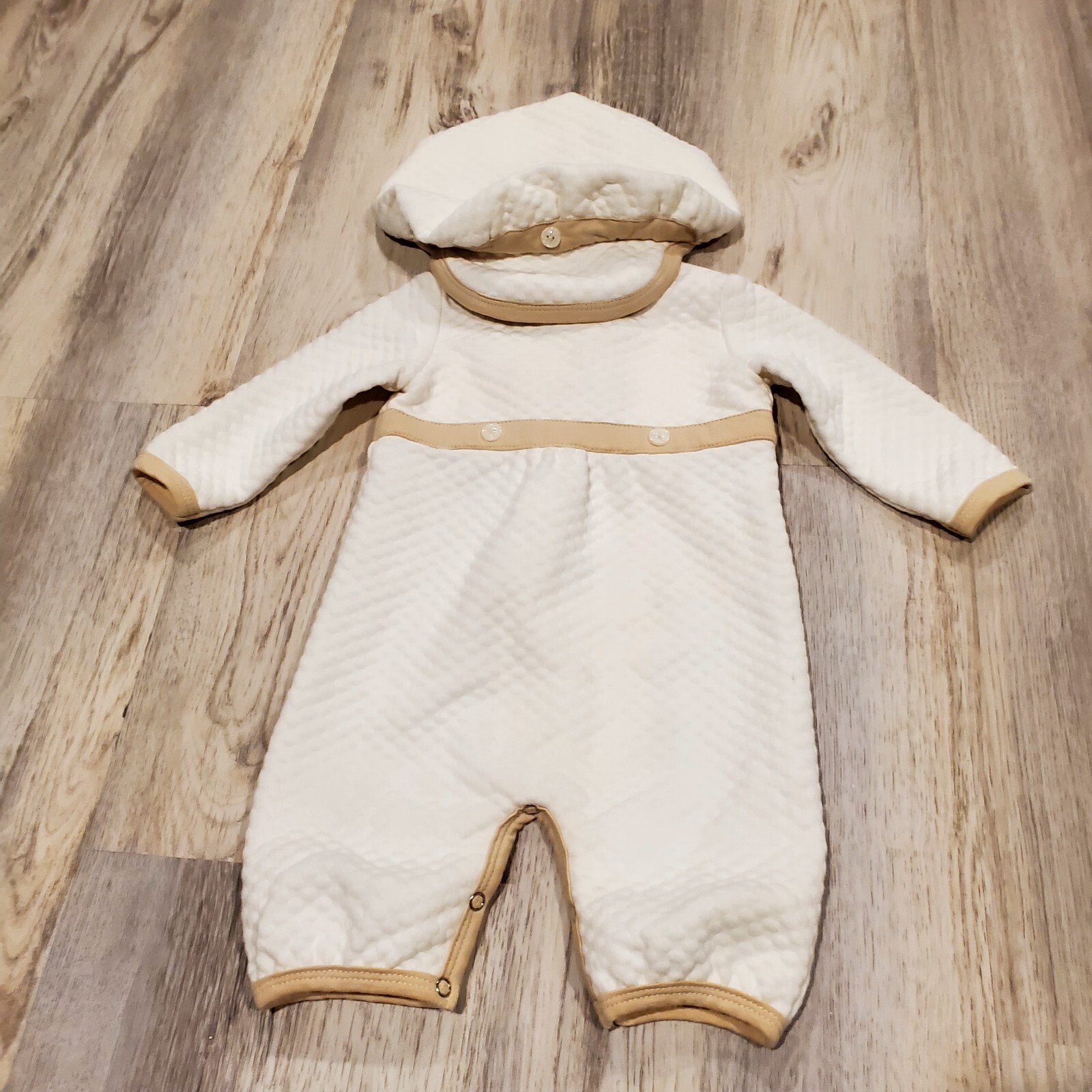 6 Month Boy 2 Piece Dressy Winter Outfit Romper cap Boutique Baptism Christening