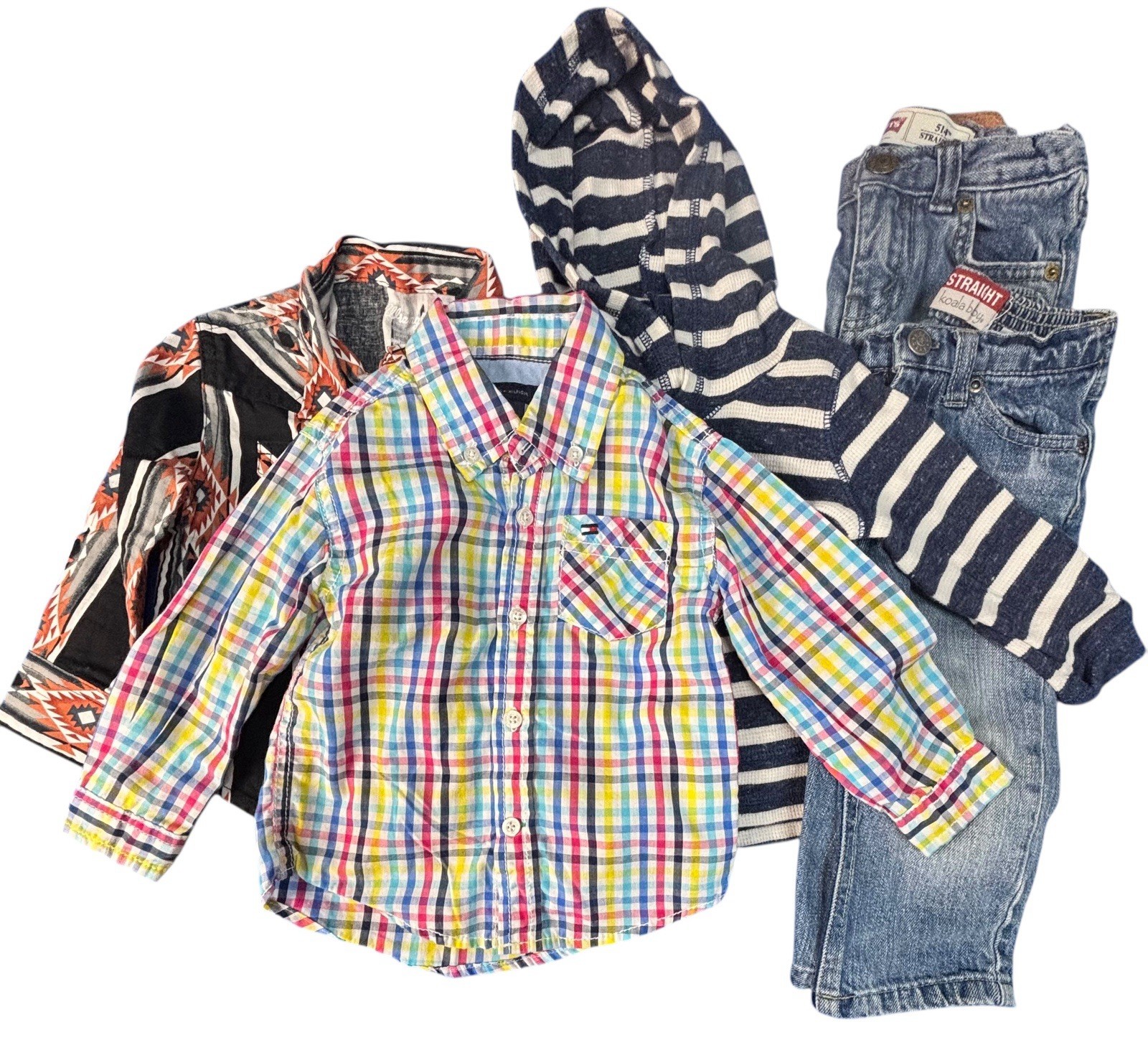 Boys Clothes Lot 12 Months 5 Pieces Two Pairs Jeans Two Shirts Hoodie Mixed