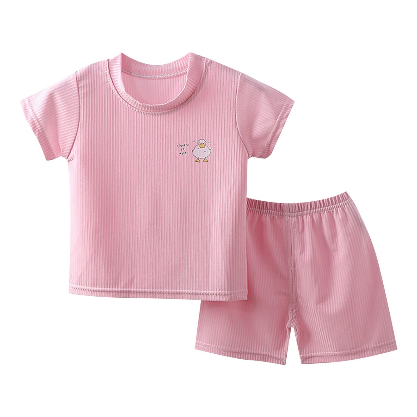Toddler Baby Boys Girls Shorts Set Breathable Ice Silk Short Sleeve Cute Tops Pa