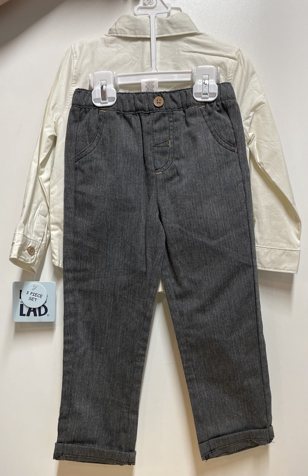 Little Lads Boys Set 3 Piece Shirt & Tie, Pants, Vest Size 3T NWT