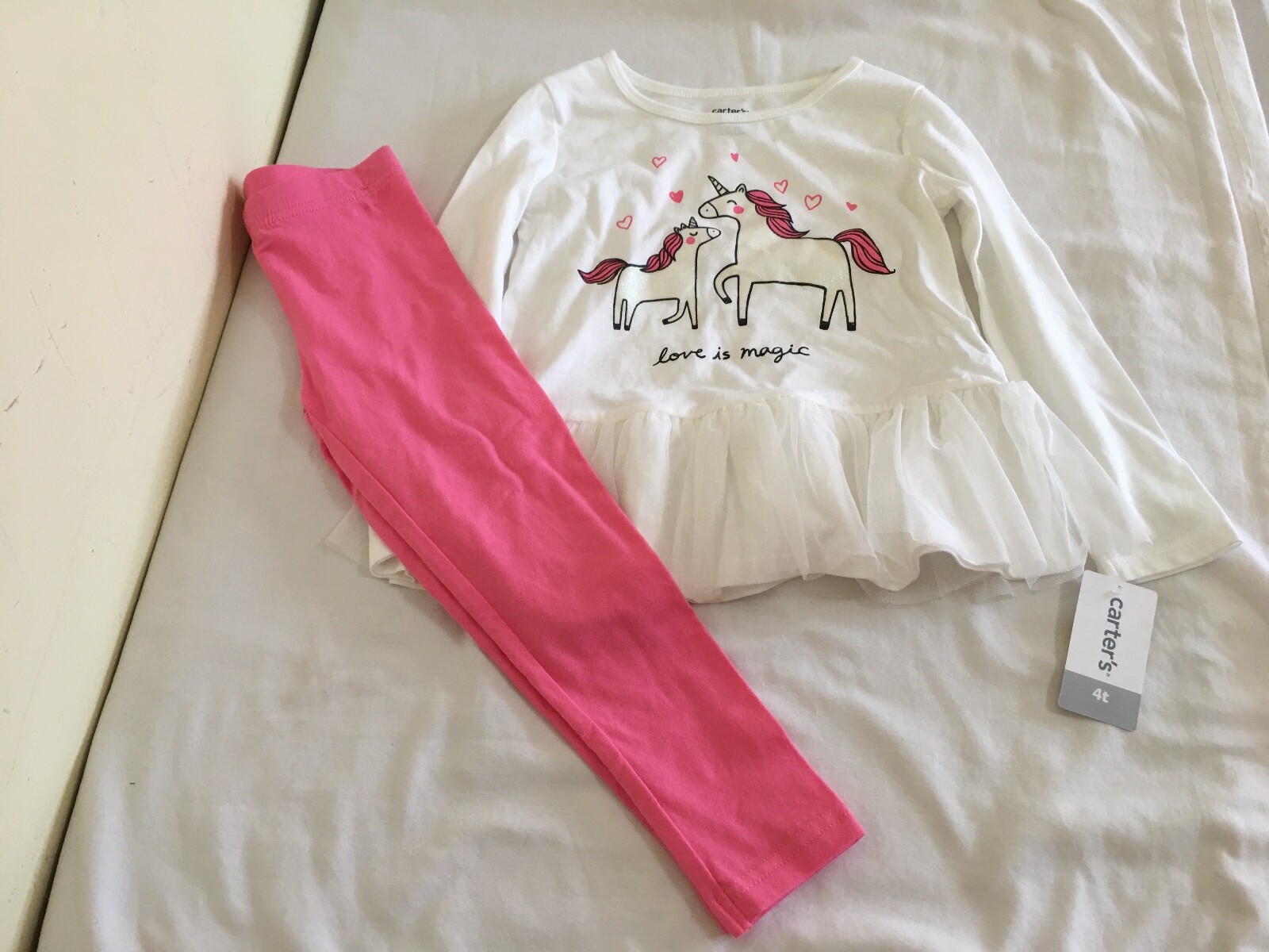 NWT Carter’s Girls Unicorn Shirt Top Pink Leggings 2 pc set