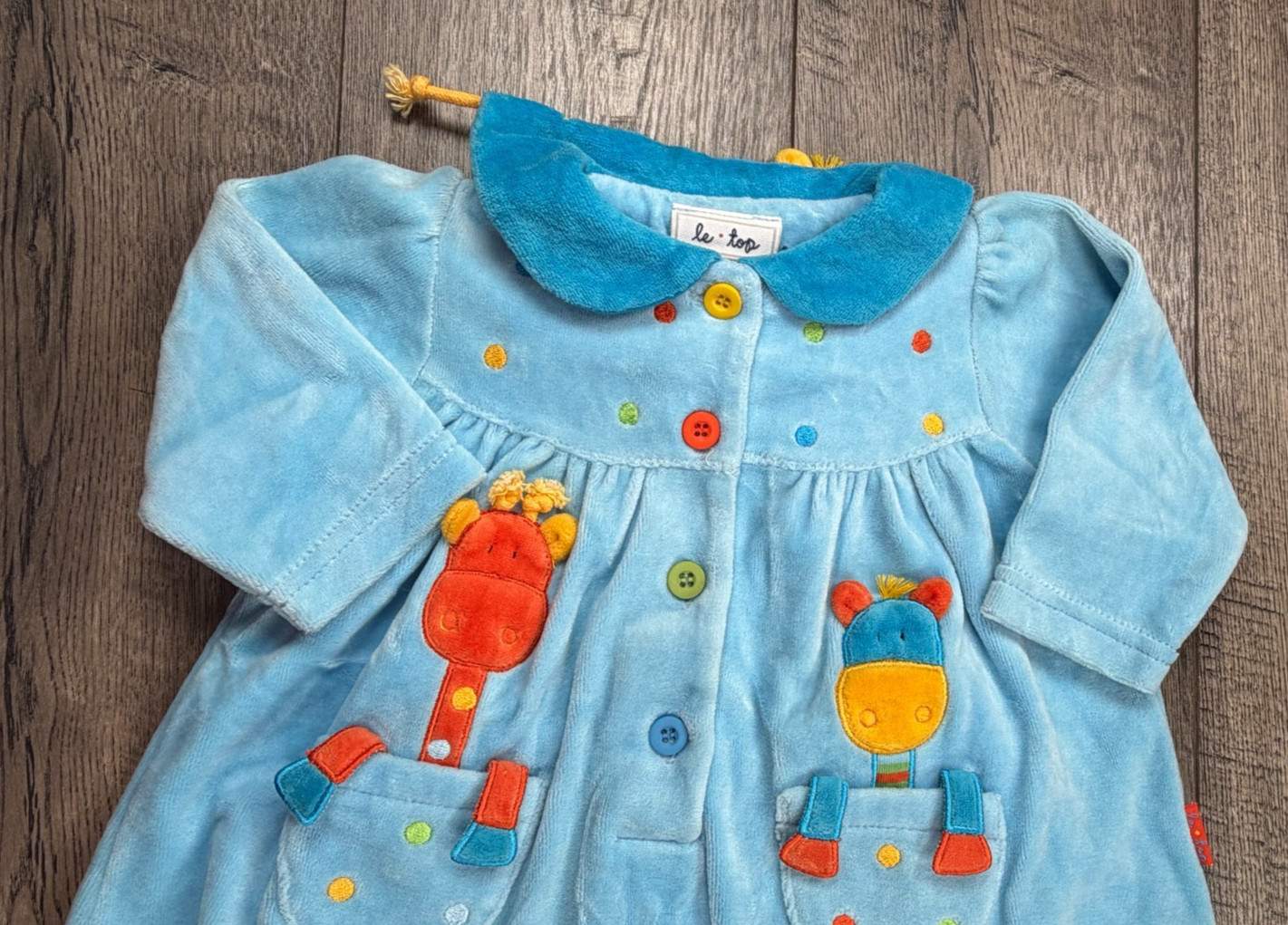 Baby Girl Clothes Le Top 3 Month Blue Velour Giraffe Zebra 2pc Outfit