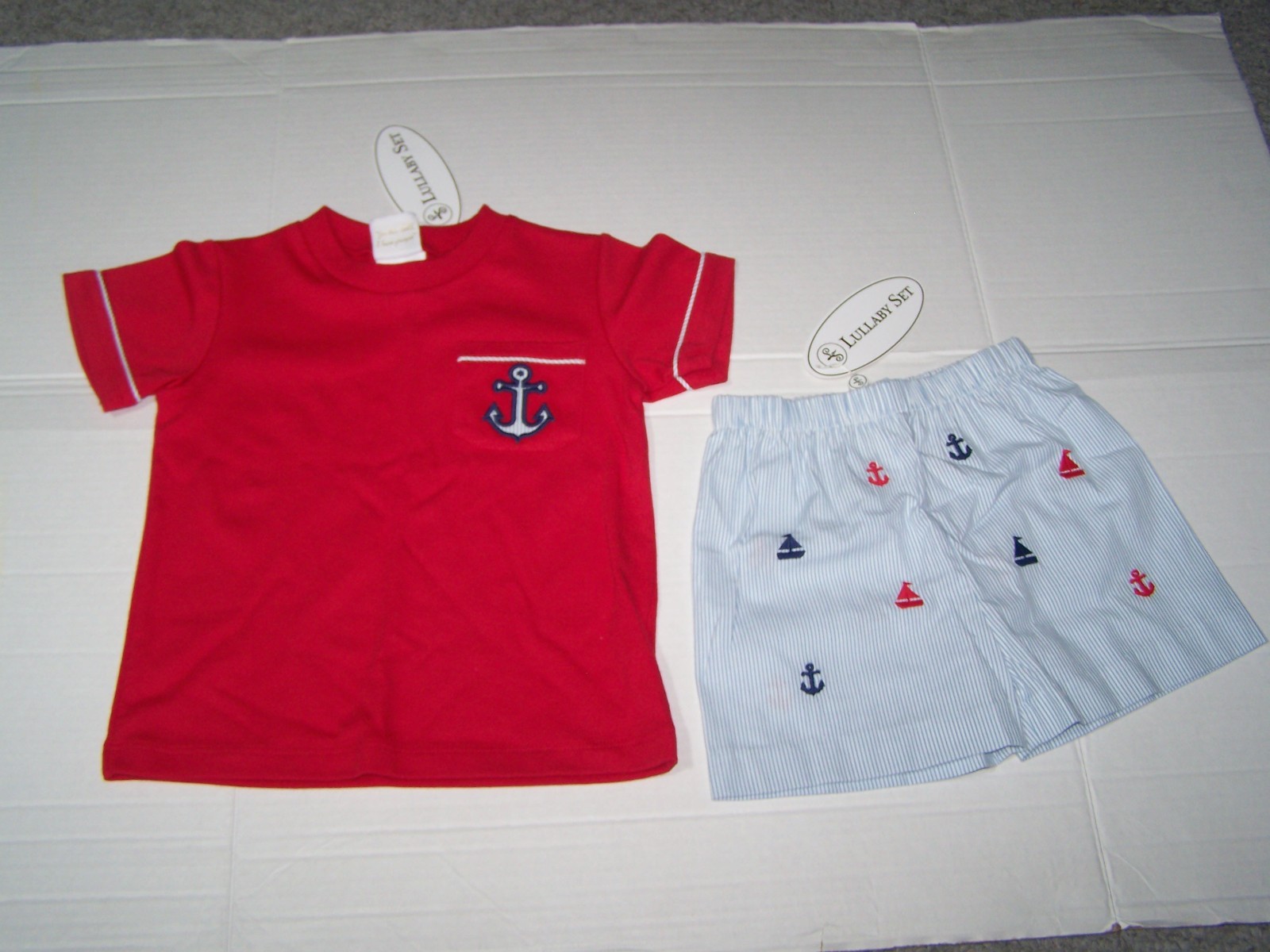 NWT Lullaby Set Boutique Boys Stewart Short Set Size 24M Anchors Aweigh