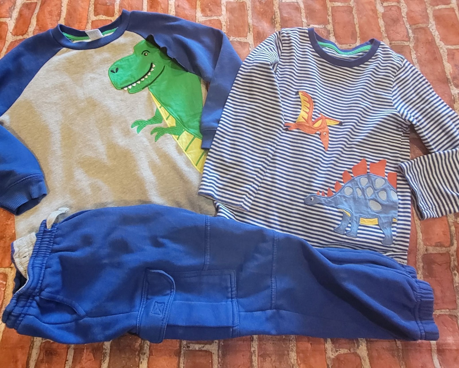 Gymboree Boys Dino Dinosaur 3 Pc Set Sz 5t Sweatshirt Pants T Shirt Blue