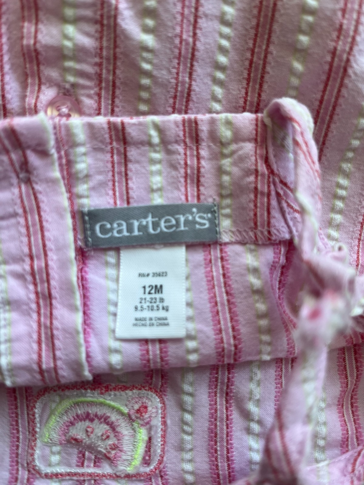 Vintage Carter’s Pink Seersucker 2pc Watermelon Shorts Tank Set 12 months