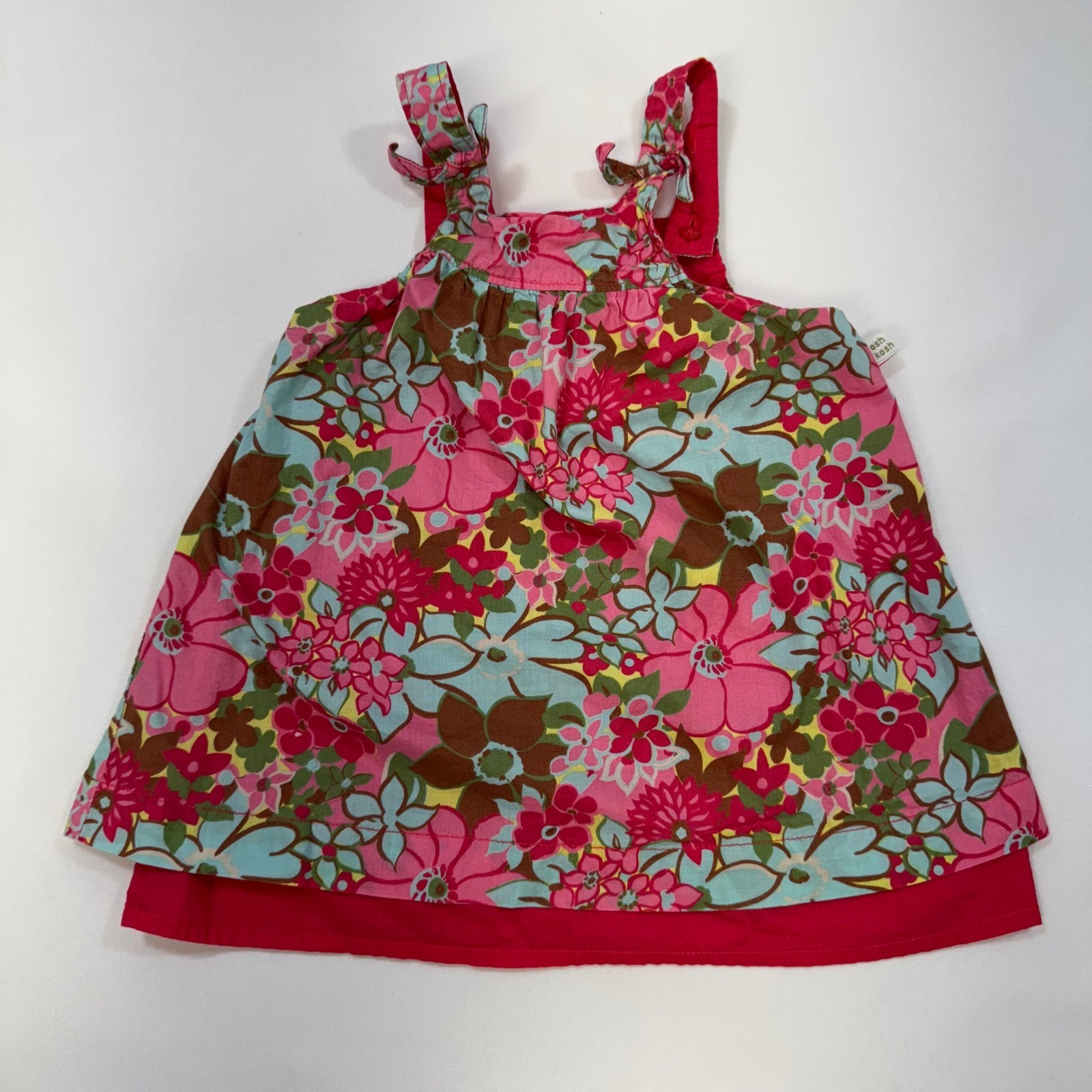 VTG OshKosh Floral Top Bloomers Set Baby Girl 12M Pink Blue 100% Cotton Vintage