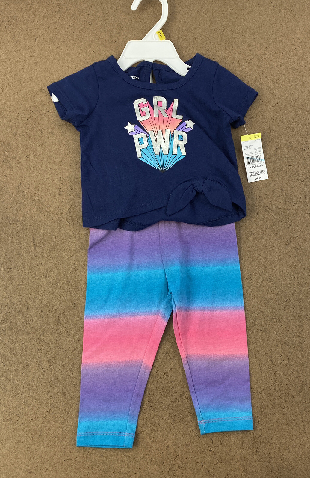 Toughskin Baby Girl Size 12 Months Colorful “GRL PWR” Graphic 2 Piece Set NWT