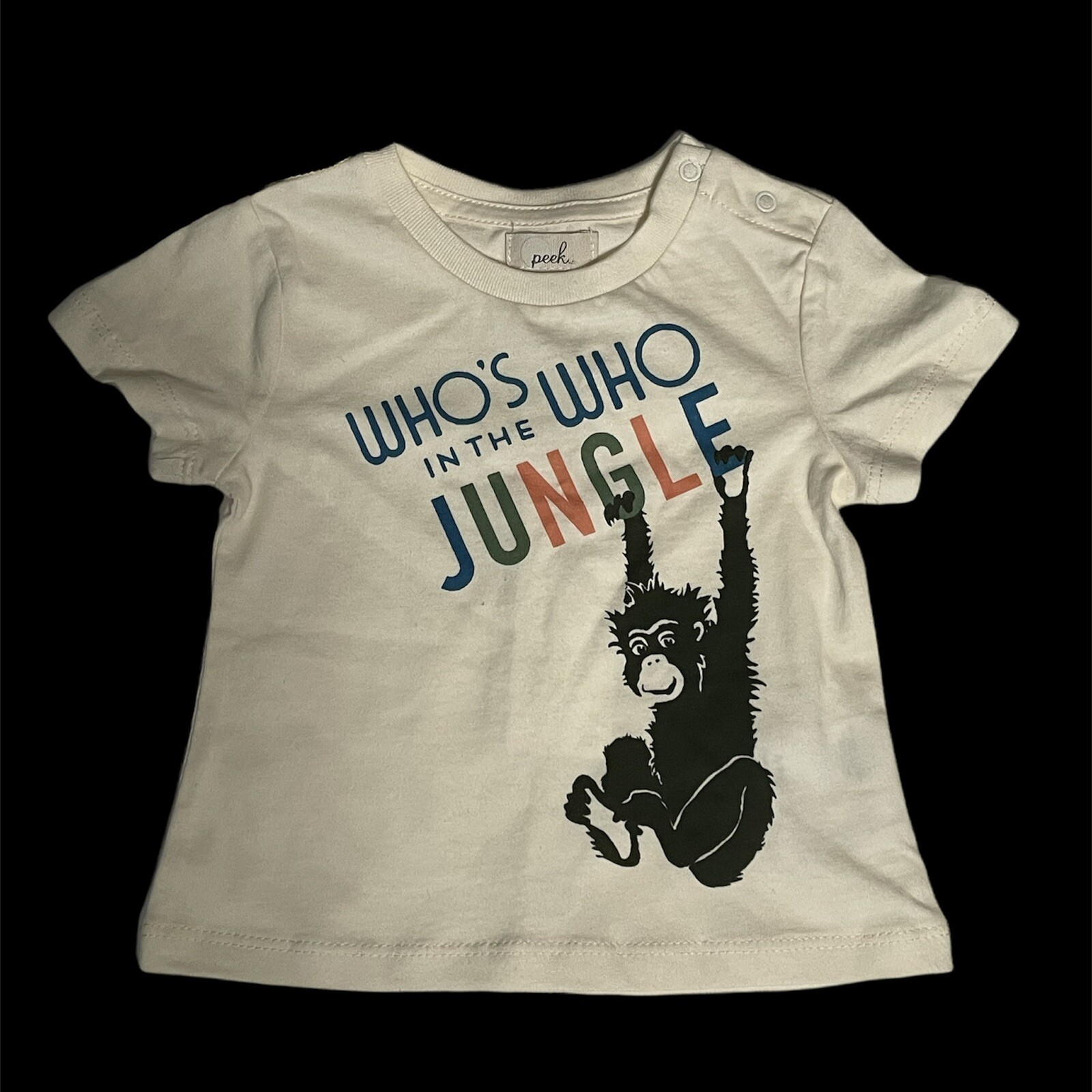 Peek Baby Boy Monkey Shirt Pull-On Blue Shorts Size 3-6 Month Cotton Outfit NEW