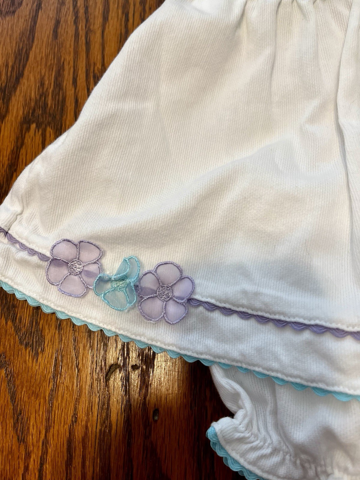 Sundress Bonnet Sz 6-9 Mos White Blue Purple Trim Bloomers Koala Baby
