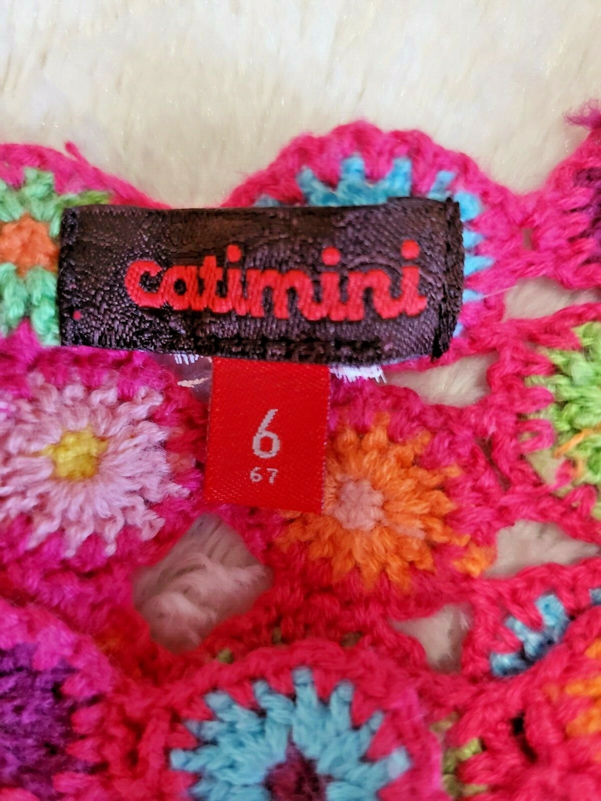 BABY GIRL BOUTIQUE CATIMINI 6 MONTHS PINK SWEATER W CROCHETED FLOWERS