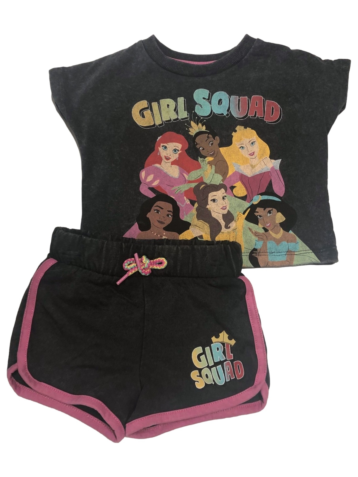 Disney Princess Infant Girls Gray Girl Squad Baby Outfit Shorts & Top Set 12M