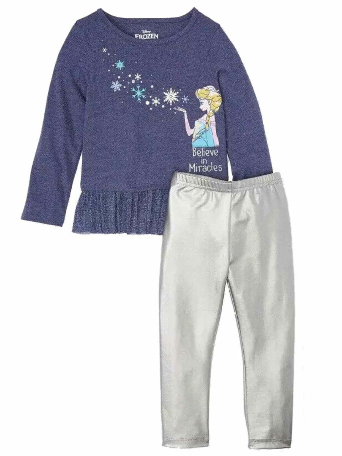 Disney Frozen 2 Toddler Girls Believe In Miracles Blue & Silver Elsa Outfit 5T