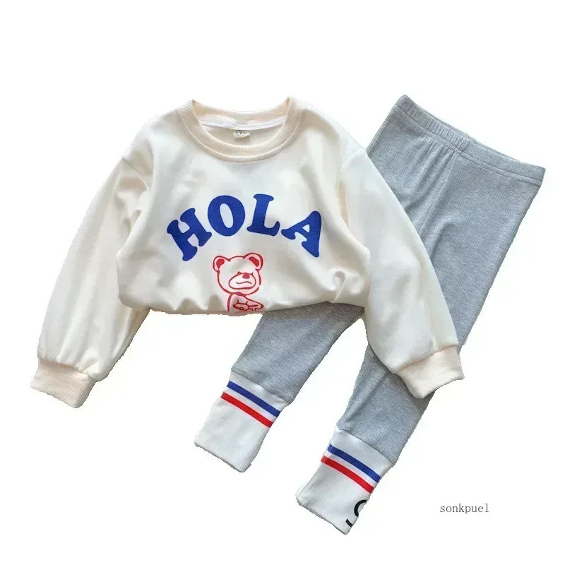 2026 Autumn Children’s Fashionable Sports Set Baby Girl Sweater + Leggings