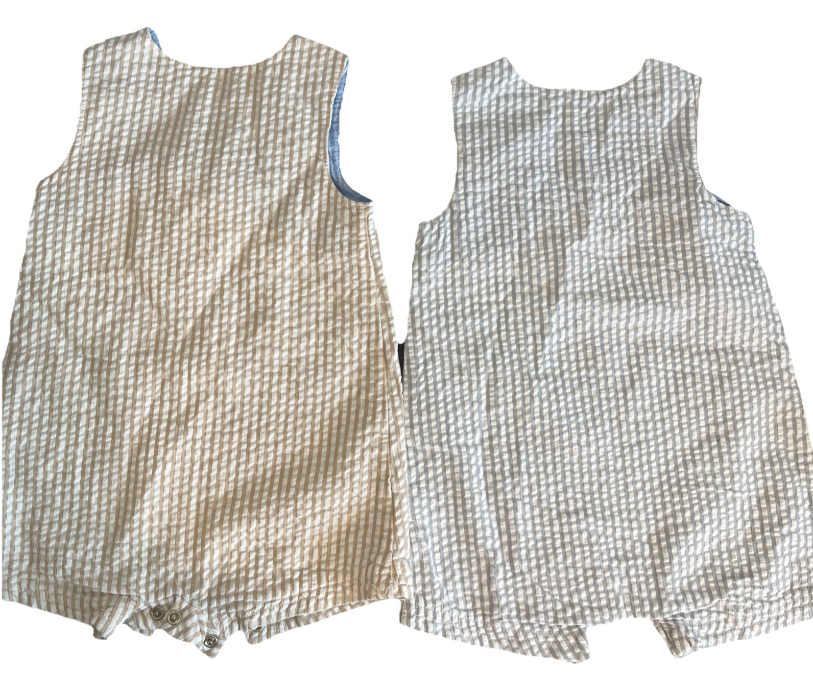Little Me Baby Boy Embroidered Seersucker Striped Shortall Overall 12M QTY 2